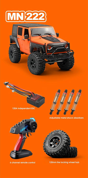 MN MODEL RC CRAWLER MN222 1/10 2.4G 6CH 4WD RTR (ORANGE)