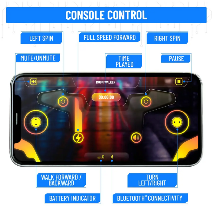 MOONWALKER WALKING AND TALKING ROBOT - IN-BUILT BLUETOOTH SPEAKER, CLAP DETECTION, RECHARGEABLE BATTERY, C TYPE USB CHARGING, VOICE COMMANDS, REMOTE AND APP CONTROL ( YELLOW )