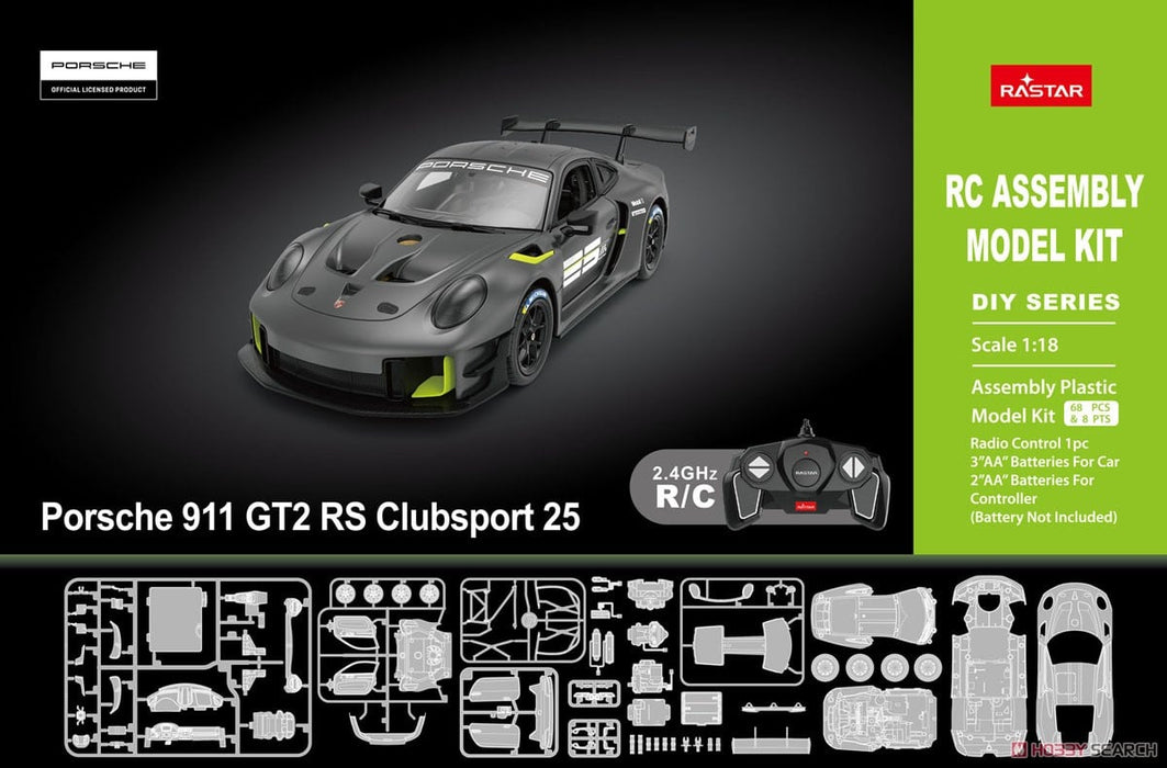 RASTAR 99600 1/18 PORSCHE 911 GT2 RS CLUBSPORT 25 RC ASSEMBLY MODEL KIT (68 PCS & 8 PTS)