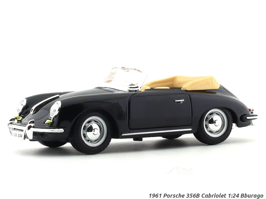 BBURAGO 1961 PORSCHE 356B CABRIOLET BLACK 1:24 SCALE 92078