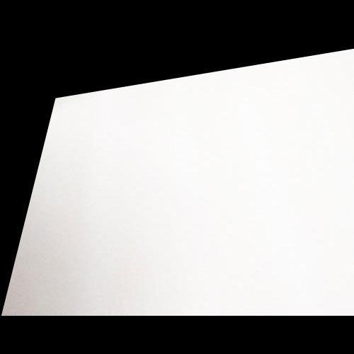 A single white depron sheet with a smooth finish, 39 inches by 51 inches, shown in a cutaway view to reveal the thickness and flatness.