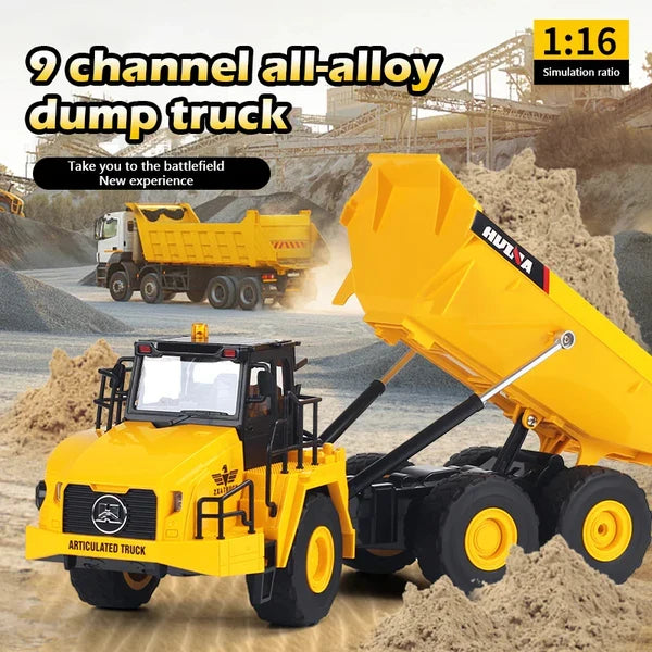 Huina 1553 1:16 Scale RC Articulated Dump Truck – Die-Cast Metal Alloy Construction Vehicle