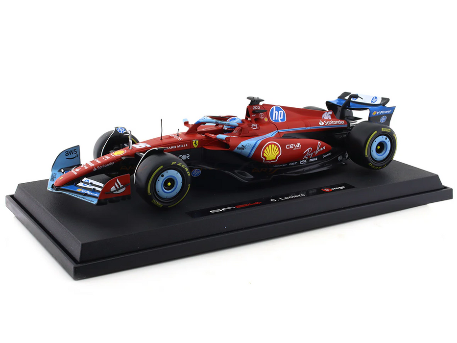 BBURAGO 2024 F1 FERRARI DELUXE SF24-#16 CHARLES LECLERC 1/18 SCALE DIECAST MODEL 18-16821-1