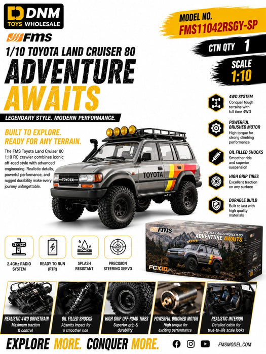 FMS Toyota Land Cruiser 80 Adventure Awaits 1:10 Scale 4WD RTR RC Crawler