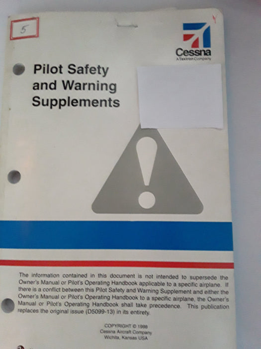 CESSNA PILOT SAFETY & WARNING SUPPLEMENTS