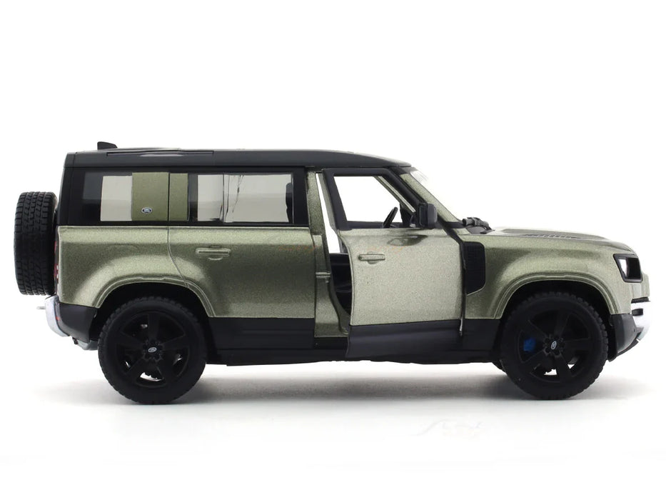 BBURAGO - 1/24 SCALE MODEL LAND ROVER DEFENDER 110 REPLICA MINIATURE SUV 2022 (GREEN) 18-91101S
