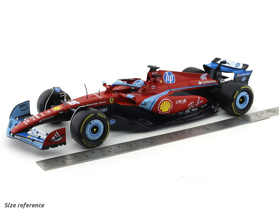BBURAGO FERRARI SF24 #16 CHARLES LECLERC MIAMI GP 1:18 SCALE DIECAST MODEL