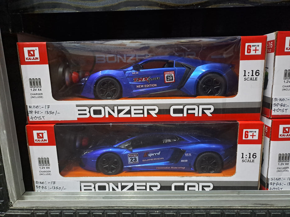 Wembley Toys 1:16 Scale Racing Bonzer Remote Control Car Led Rechargeable Battery RC Car Series With Charger For Kids