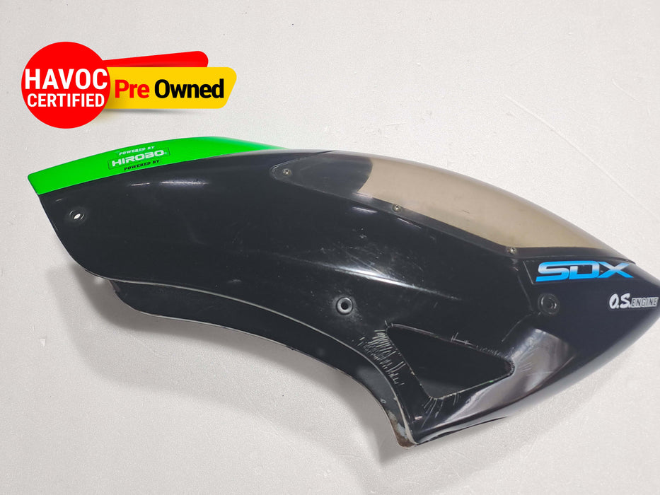 HIROBO HELI  CANOPY {BLACK +GREEN} CANOPY PART NO-0412-323PRE OWNED QUALITY