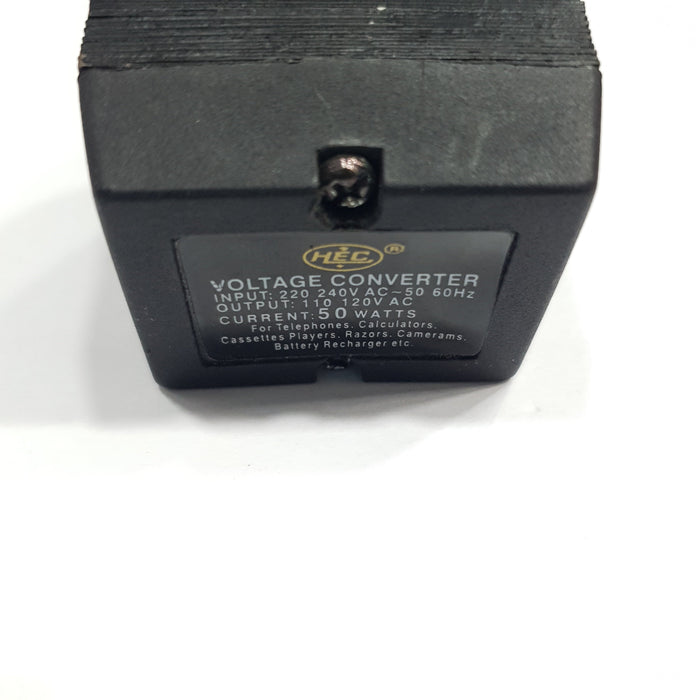 VOLTAGE CONVERTER AC INPUT:220-240V AC OUTPUT:110-120V AC CURRENT:50 WATT