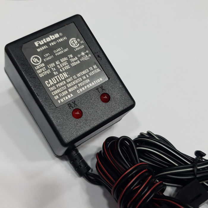 FUTABA MODEL FBC 19B(4) AC INPUT:120V DC OUTPUT:TX 9.6V 70MA / RX 4.8V 100MA