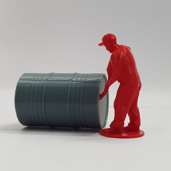 SCALE MINIATURE ACCESSORIES RC SCALE OIL BARRELS FUEL DRUMS (BIG 1) + PETROL POURING MECHANIC RC PIT CREW ACCESSORY