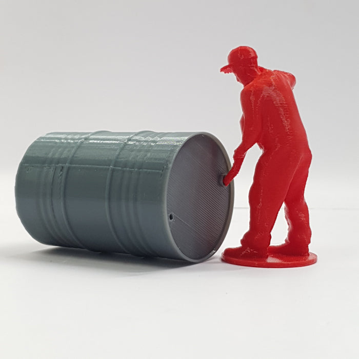 SCALE MINIATURE ACCESSORIES RC SCALE OIL BARRELS FUEL DRUMS (BIG 1) + PETROL POURING MECHANIC RC PIT CREW ACCESSORY