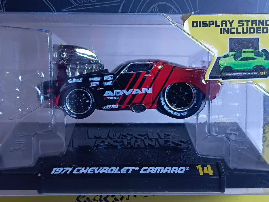 MAISTO MUSCLE MACHINE 1/64 SCALE 1971 CHEVROLET CAMARO RED & BLACK METAL DIECAST SERIES 3 MODEL 14