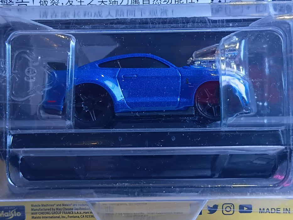 MAISTO MUSCLE MACHINES 1/64 SCALE BLUE 2020 MUSTANG SHEKBY GT500 SERIES 6 MODEL 36 CODE 15526