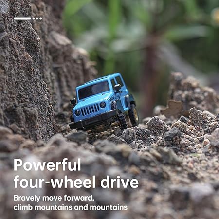 SNICLO 1:64 Scale Jeep Wrangler Remote Control Car Off-Road Series,Rc Car With Camera And FPV Goggles (BLUE)