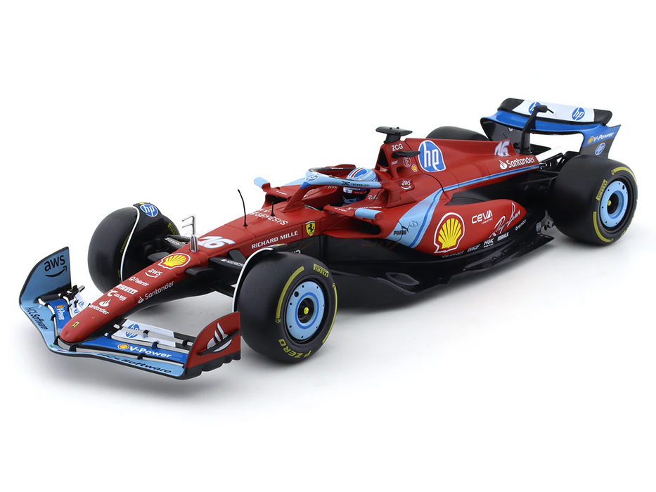 BBURAGO 2024 F1 FERRARI DELUXE SF24-#16 CHARLES LECLERC 1/18 SCALE DIECAST MODEL 18-16821-1