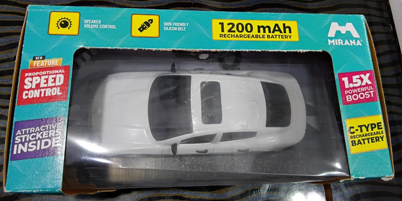MIRANA WATCH CONTROL TRACER RC CAR HAND & APP CONTROL WITH BLUETOOTH SPEAKER C-TYPE CHARGING HIGH SPEED RACING ( WHITE )