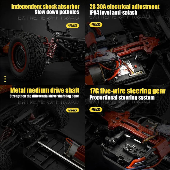TOP RACING SERIES ADVENTURER 4WD 1/16 HIGH-SPEED RACING CAR. SCY16106-RED
