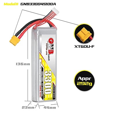 GNB 3300MAH 4S1P 14.8V 100C LIPO BATTERY