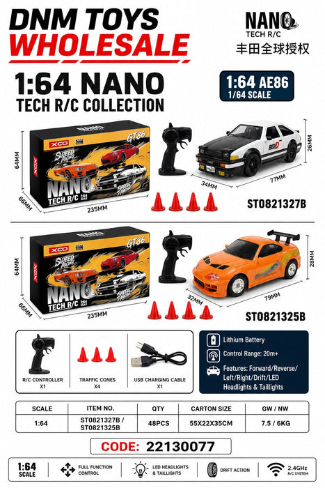 1:64 Scale Nano Tech 2.4GHz R/C Drift Racing Collection
