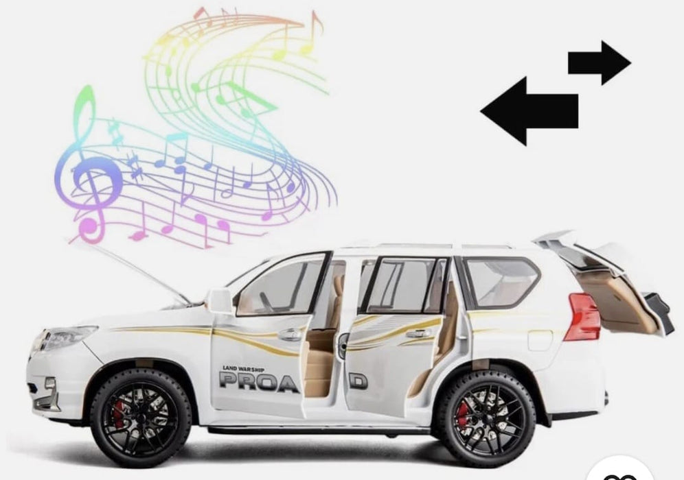 TOYOTA LAND CRUISER PRADO SUV CAR 1:18 DIECAST MODEL CZ806 PULL BACK ALLOY WITH OPENABLE DOORS, SOUND & LIGHT