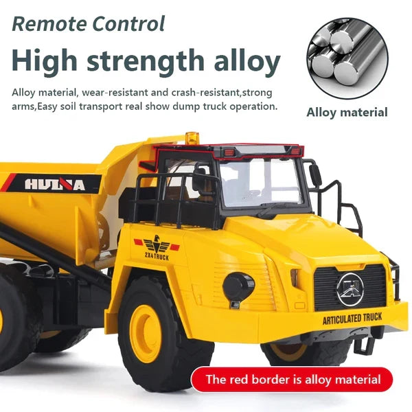 Huina 1553 1:16 Scale RC Articulated Dump Truck – Die-Cast Metal Alloy Construction Vehicle