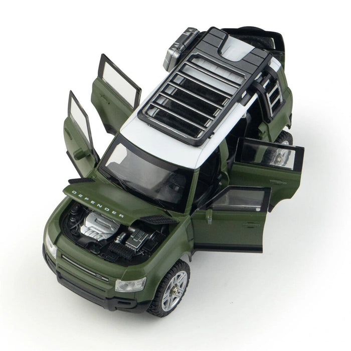 PINECONE FOREST 2402 Diecast Alloy RC Range Rover Defender RTR 1/24 2.4G 4WD RC Car With LED Lights - Khaki