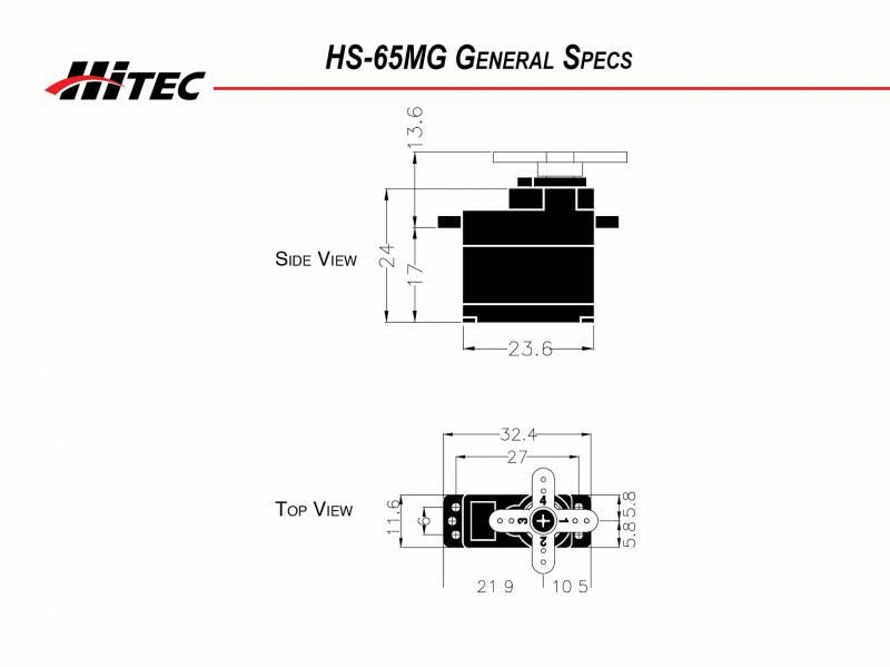Hitec Hs-65MG Mighty Metal Gear Feather Servo