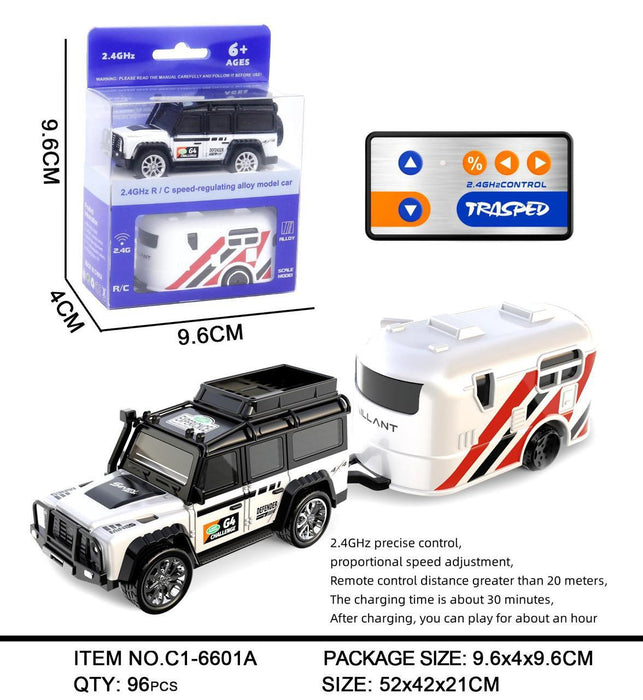 TRASPED C1-Series 1:64 Scale 2.4GHz R/C Speed-Regulating Alloy Model Car with Container Trailer