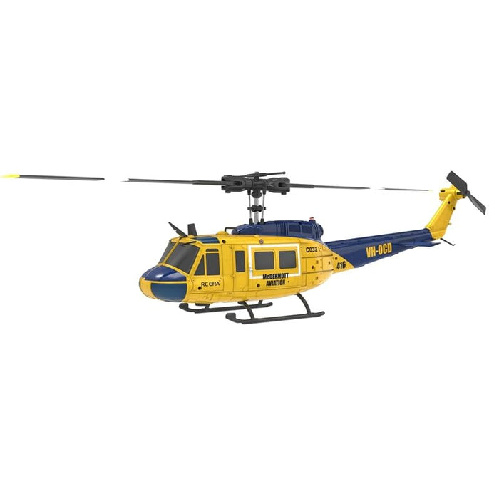 RC ERA C032 UH-1 1/48 RC HELICOPTER HUEY 2.4G 6CH GYRO STABILIZED REMOTE CONTROL AIRCRAFT WITH ALTITUDE HOLD & OPTICAL FLOW, ONE-KEY TAKEOFF/LANDING, YELLOW
