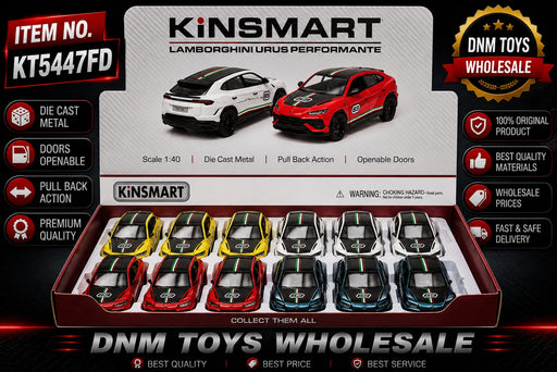 Kinsmart Lamborghini Urus Performante Die-Cast Model Car Display Set (12 PCS Assorted Colors) Ð 1:40 Scale Pull Back Collection