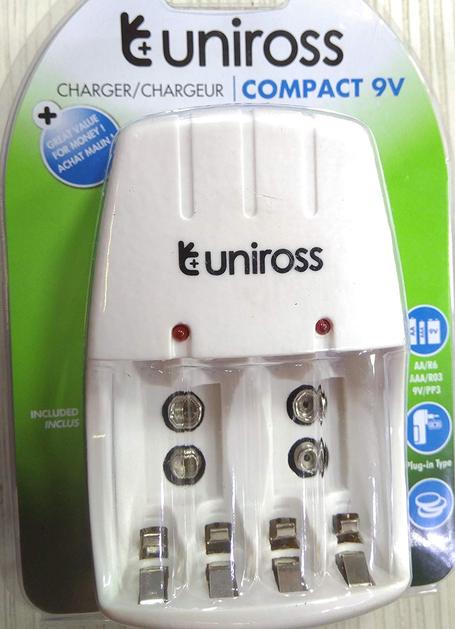 Uniross Compact 9V/AA/AAA Charger (Multi-Functional)