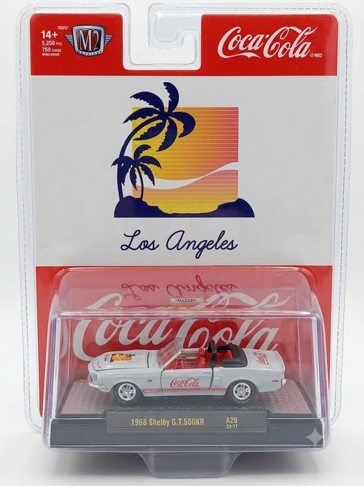 COCACOLA SHELBY G.T.500KR 1968 A29 1/64 SCALE WHITE METAL DIECAST CODE 52500