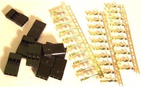 POWER BOX JR SERVO CONNECTOR - PACK OF 10 MALE SERVO LEADS AND EXTENSIONS GOLD PLATED PINS FOR HIGH CONDUCTIVITY