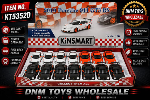Kinsmart 2010 Porsche 911 GT3 RS Die-Cast Model Car Display Set (12 PCS Assorted Colors) Ð 1:36 Scale Pull Back Collection