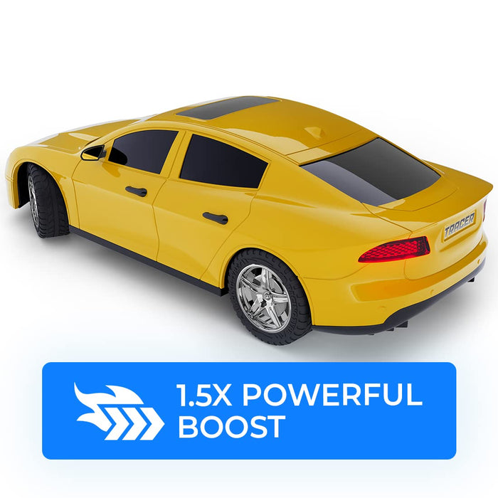 MIRANA TRACER APP AND REMOTE CONTROL CAR - 1.5X POWERFUL NITRO, AR GAME, ANTI SKID TYRE, LUMINOUS HEADLIGHTS, 1200 MAH LI-ION RECHARGEABLE BATTERY ( YELLOW )
