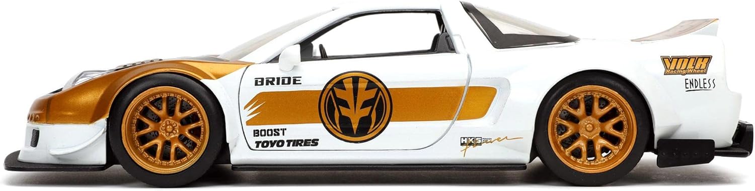JADA TOYS POWER RANGERS 1:24 2002 HONDA NSX TYPE-R JAPAN SPEC DIE-CAST CAR WITH 2.75" (WHITE RANGER FIGURE)