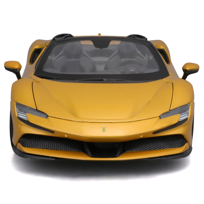 Bburago Ferrari SF90 Spider 1:18 Scale Yellow Diecast Model Car – Race & Play Collectible