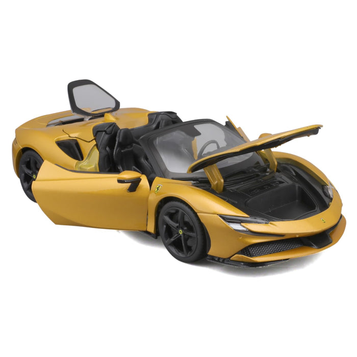 Bburago Ferrari SF90 Spider 1:18 Scale Yellow Diecast Model Car – Race & Play Collectible
