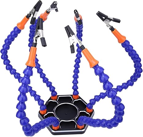6 FLEXIBLE ARMS SOLDERING STATION WITH SWIVELING ALLIGATOR CLIP