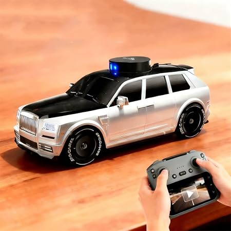 TELECAR 1/18 SCALE WITH HD CAMERA RC CAR BLACK/WHITE