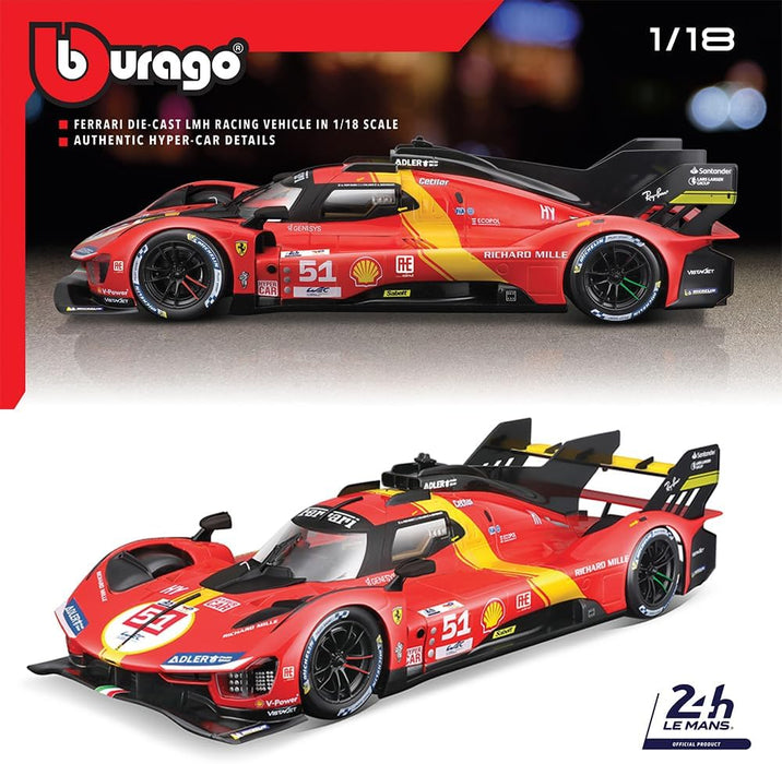BBURAGO 2023 FERRARI 499P 3.0L TURBO V6 - WINNER LE MANS 1:18 SCALE #18-16301