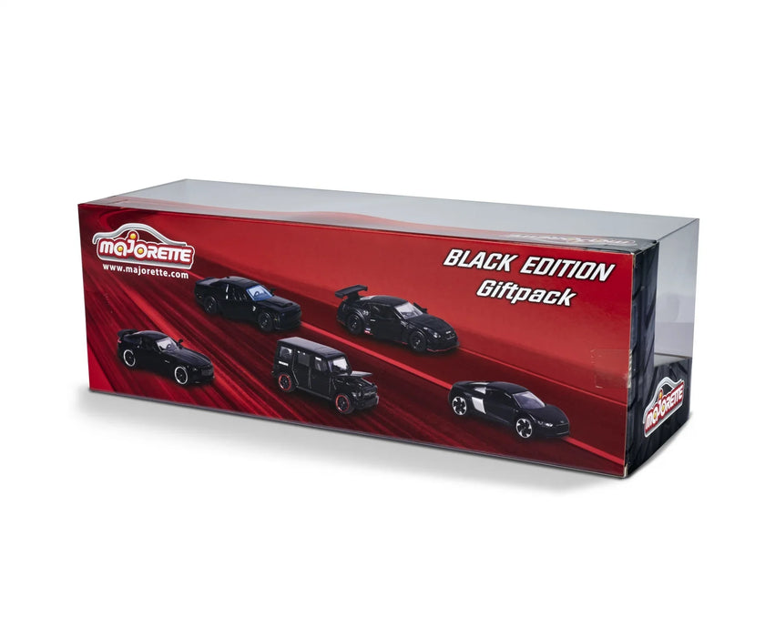 MAJORETTE- BLACK EDITION GIFTPACK WITH 5 BLACK LUXURY CARS