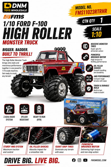 FMS Ford F-100 High Roller Monster Truck 1:10 Scale 4WD RTR RC Car