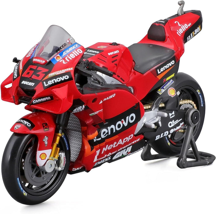 MAISTO - 1/6 SCALE MODEL DUCATI DESMOSEDICI REPLICA LENOVO TEAM # 63 COMPATIBLE WITH FRANCESCO BAGNAIA MOTO GP 2022 (RED) 32229