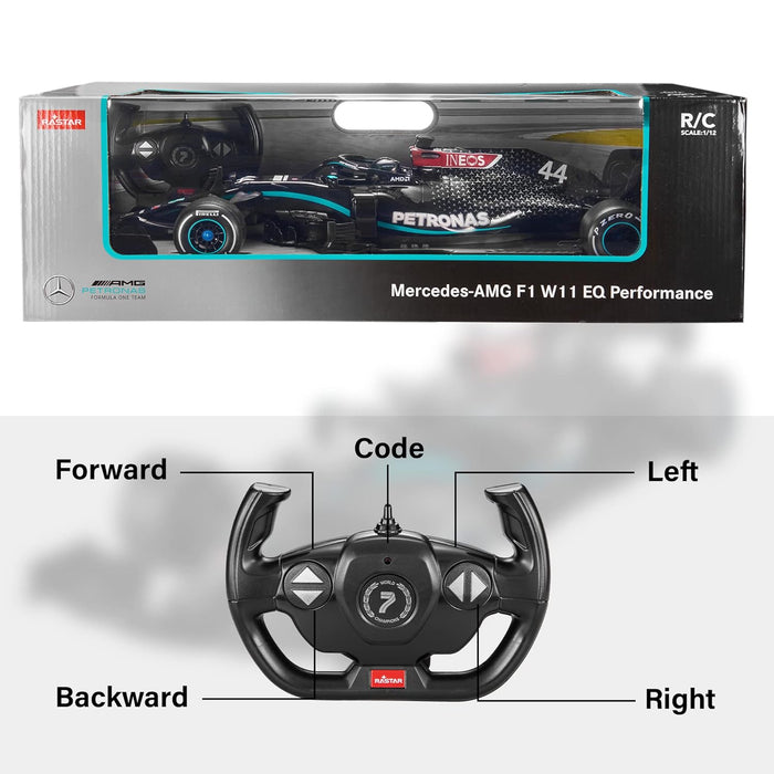 RASTAR PETRONAS RC CAR 1/12 SCALE 2.4GHZ MERCEDES-AMG F1 W11 EQ PERFORMANCE OFFICIALLY LICENSED RC SERIES RADIO REMOTE CONTROL CAR, (BLACK)