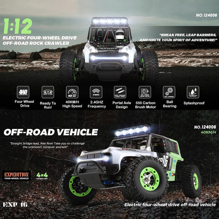 WLTOYS SPEED R/C 124006 RC Car 1:12 2.4G 4WD 40KM/H Off-Road RC CRAWLER RTR GREEN