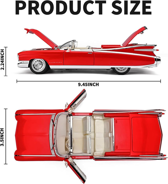Cadillac Eldorado 1959 Convertible 1:24 Scale Classic Car Model – Red Vintage Diecast Collectible
