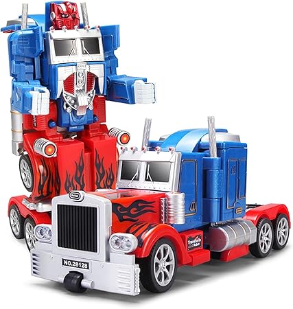 YARMOSHI Transforming Robot Truck 2 In 1 Action Figure Red & Blue, Remote Control Fighter Toy